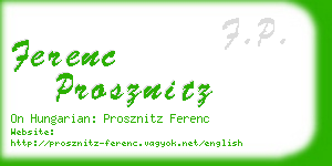 ferenc prosznitz business card